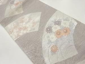 紗 地紙に秋草模様織出し袋帯